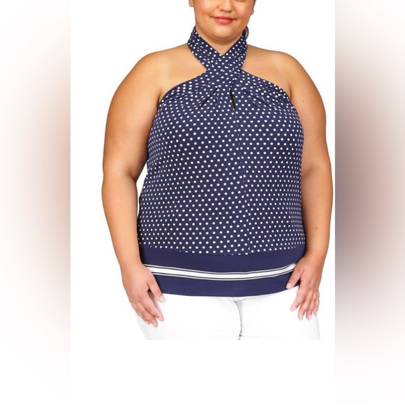 Michael Kors Tops - Michael Kors Plus Size Printed Border-Hem Halter Top